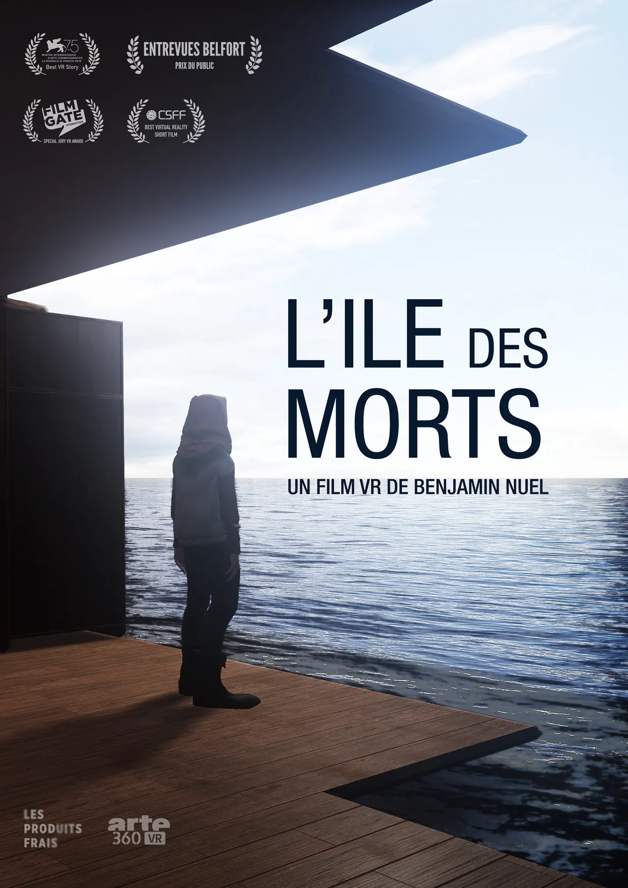 Affiche de L'Île des morts : une silhouette face à la mer, au bord d'un ponton