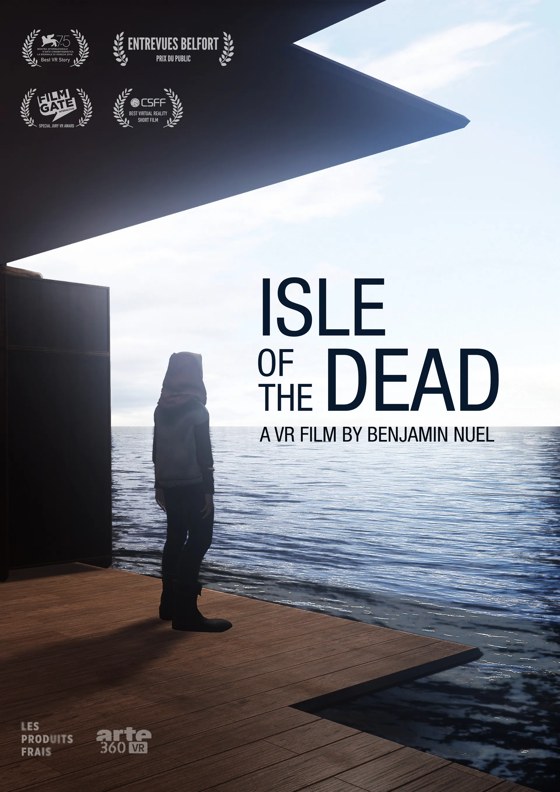 Affiche de L'Île des morts : une silhouette face à la mer, au bord d'un ponton